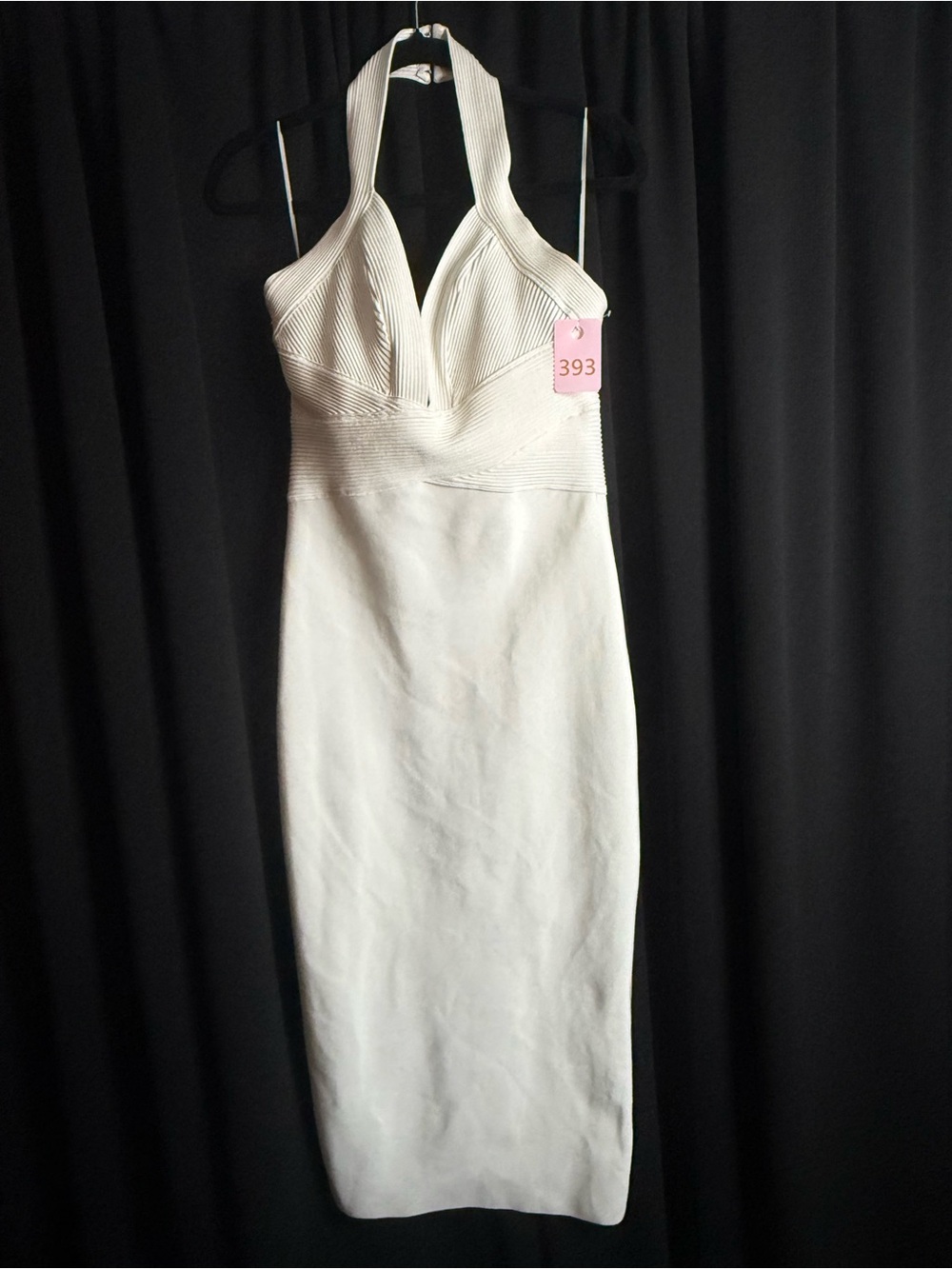 White Halter Midi Body Shaping Dress